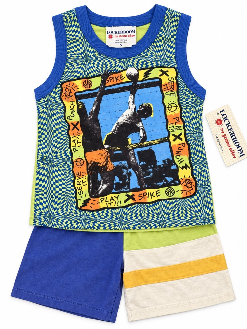 VTG 90s Locker Room Stone Elkay Toddler Boys Shorts Tank Set Size 5 retro surf